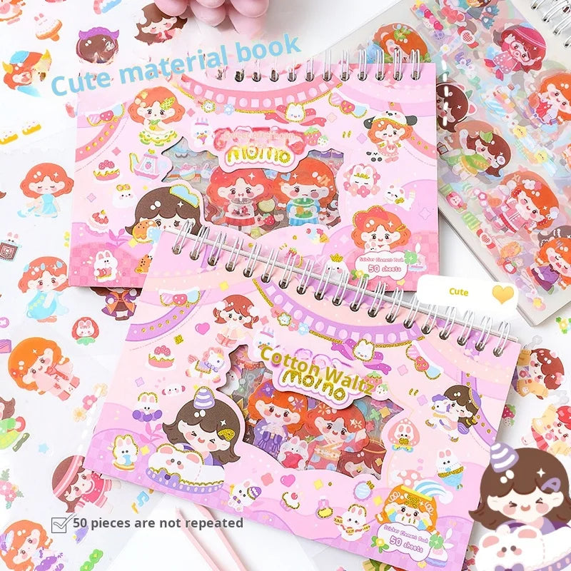 1pack ticker material book contains 50 pieces of non-repetitive and rich content, bound with double coils for easy storage