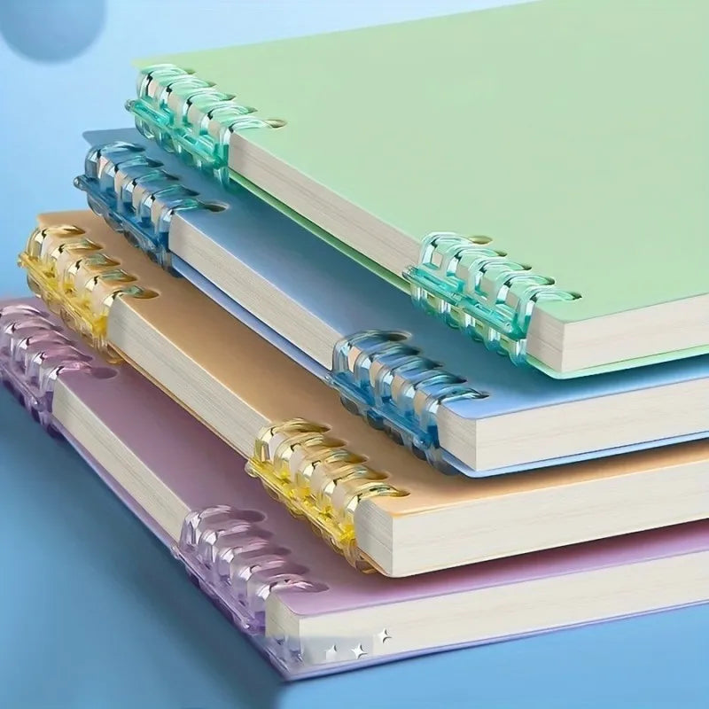 Flip-Over Hardcover Notebook Wooden Binding Double-Sided Writing 360° Page Turn for School Notes, Office, Daily Record