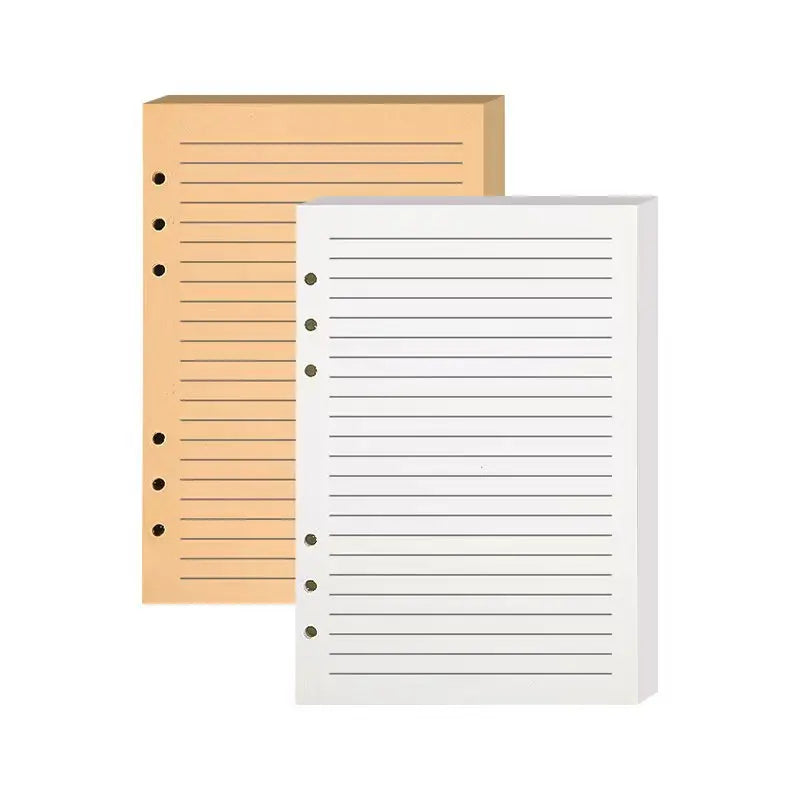 100 Sheets of A5 Six-Hole Loose-Leaf Paper, Kraft Paper Color Horizontal Lines, Notebook Loose-Leaf Book Planner, Binder Folder Replacement Core,