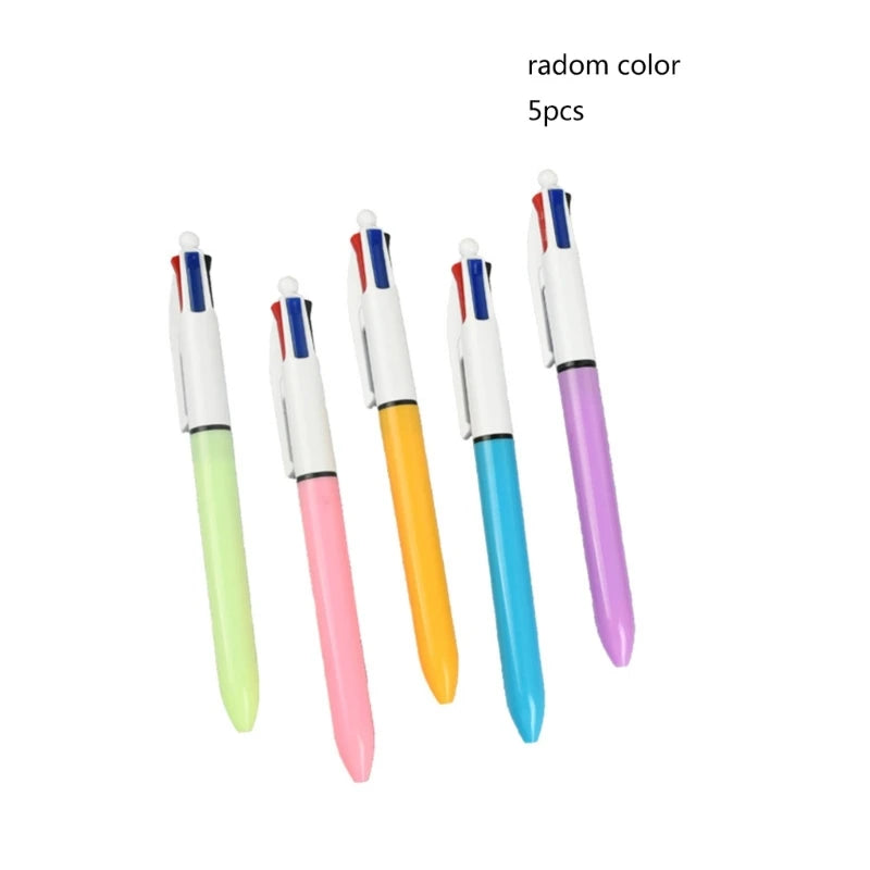 DXAB 5 Pieces Pen Retractable Ballpoint Pen Multicolor Ballpoint Pen 4-Colors-in-1