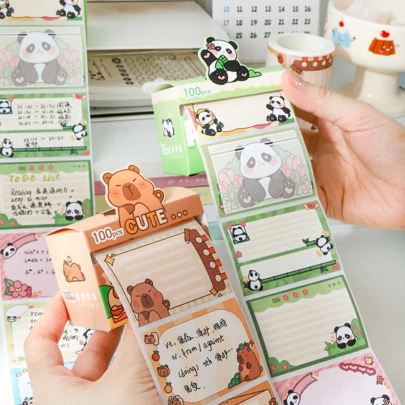 1Set/100pcs boxed sticky notes students with full adhesive index label stickers memo pad earable Note Strips for Correction